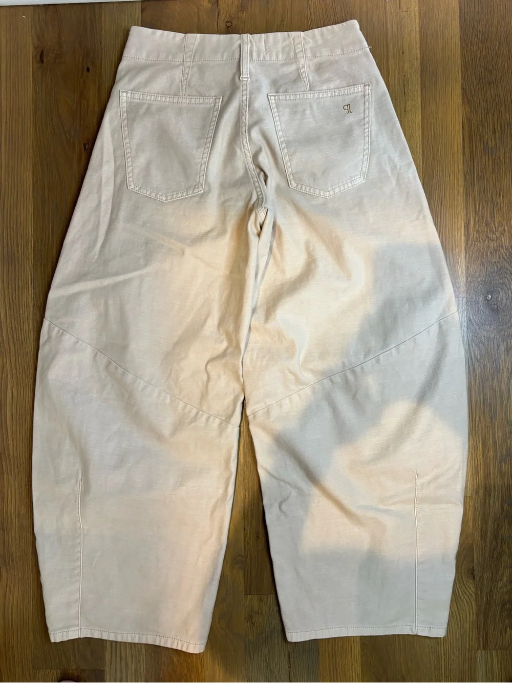 We the Free Good Luck mid rise Barrel jeans Light Cream Relaxed Utility Pants